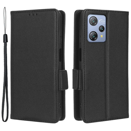 Litchi Texture Leather Case for Blackview A53 / A53 Pro Viewing Stand Phone Wallet Cover - Black - 1