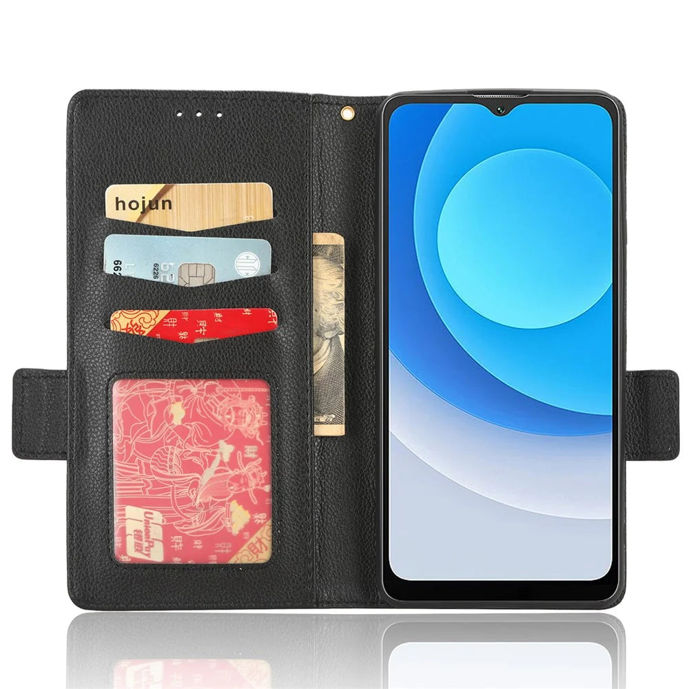 Litchi Texture Leather Case for Blackview A53 / A53 Pro Viewing Stand Phone Wallet Cover - Black - 2