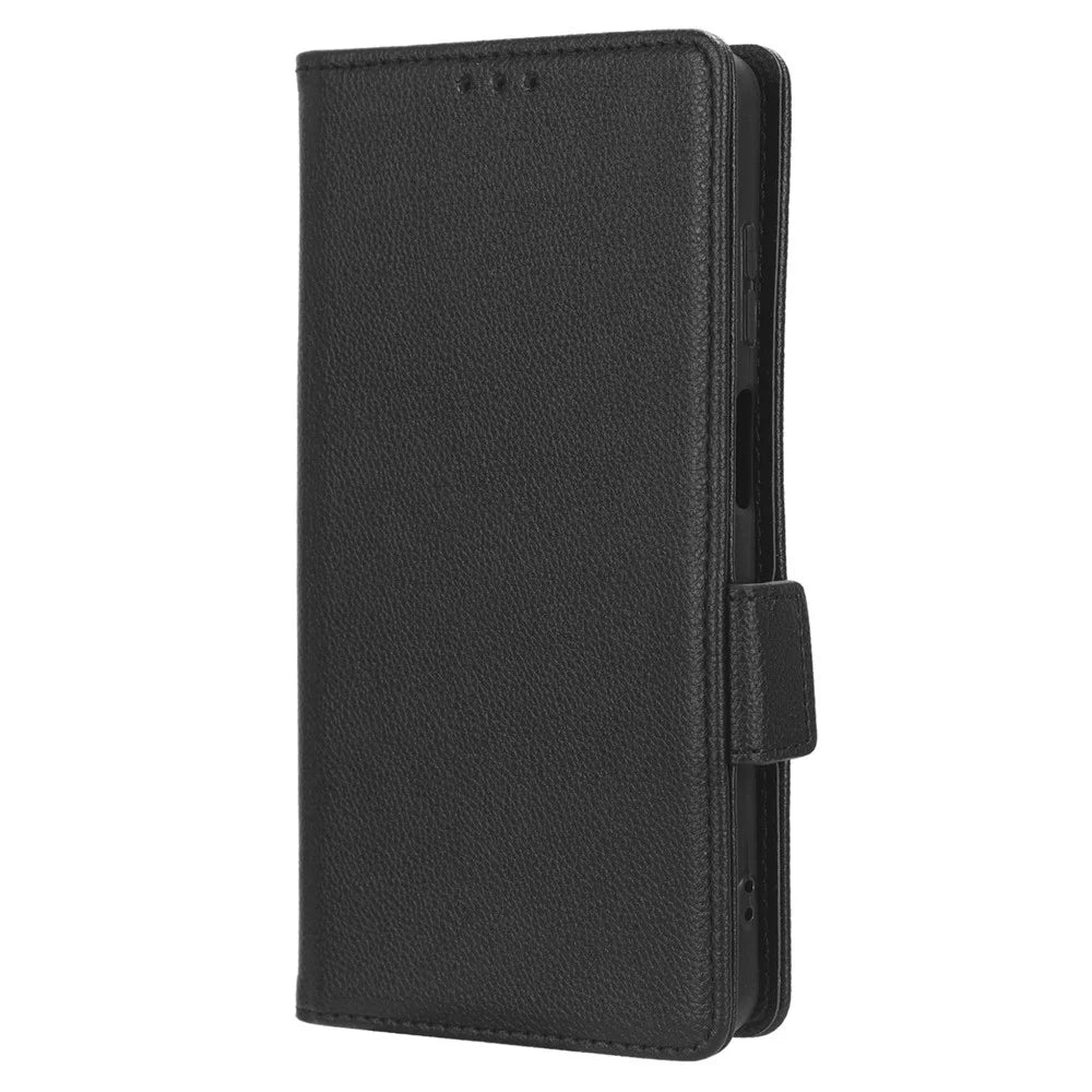 Litchi Texture Leather Case for Blackview A53 / A53 Pro Viewing Stand Phone Wallet Cover - Black - 6