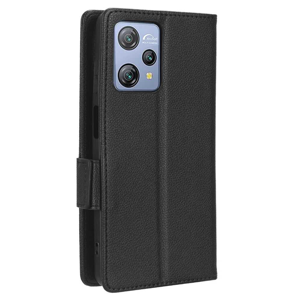 Litchi Texture Leather Case for Blackview A53 / A53 Pro Viewing Stand Phone Wallet Cover - Black - 7
