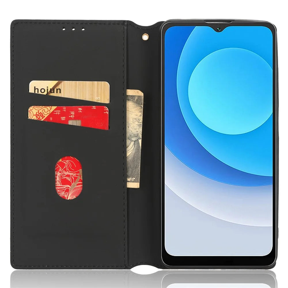 Phone Case for Blackview A53 / A53 Pro Stand Wallet PU Leather Rhombus Imprinted Anti-drop Cover - Black - 2