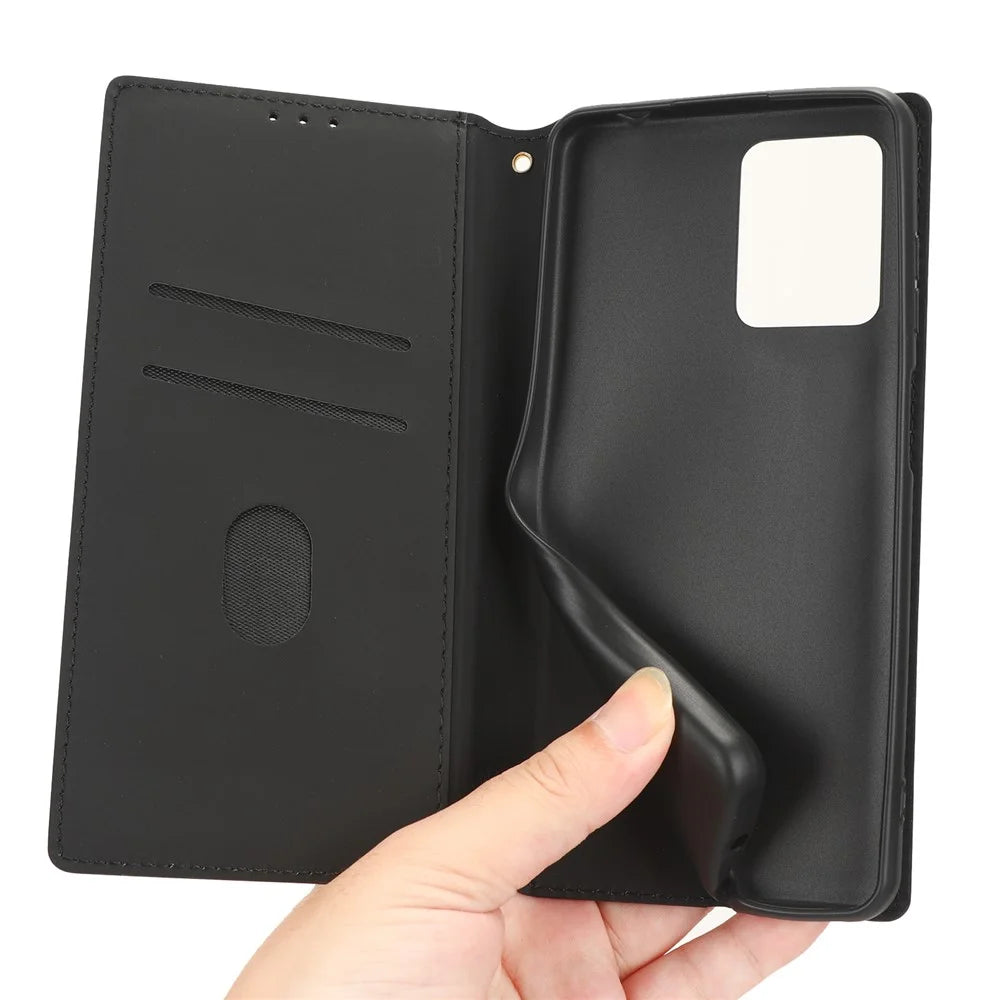 Phone Case for Blackview A53 / A53 Pro Stand Wallet PU Leather Rhombus Imprinted Anti-drop Cover - Black - 4