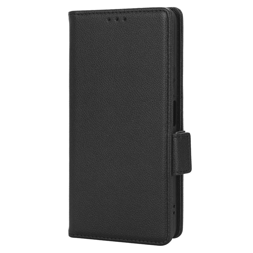 For TCL 40 XE / 40 X T601D / NxtPaper 5G Shockproof Wallet Case Litchi Texture PU Leather Phone Cover with Strap - Black - 6