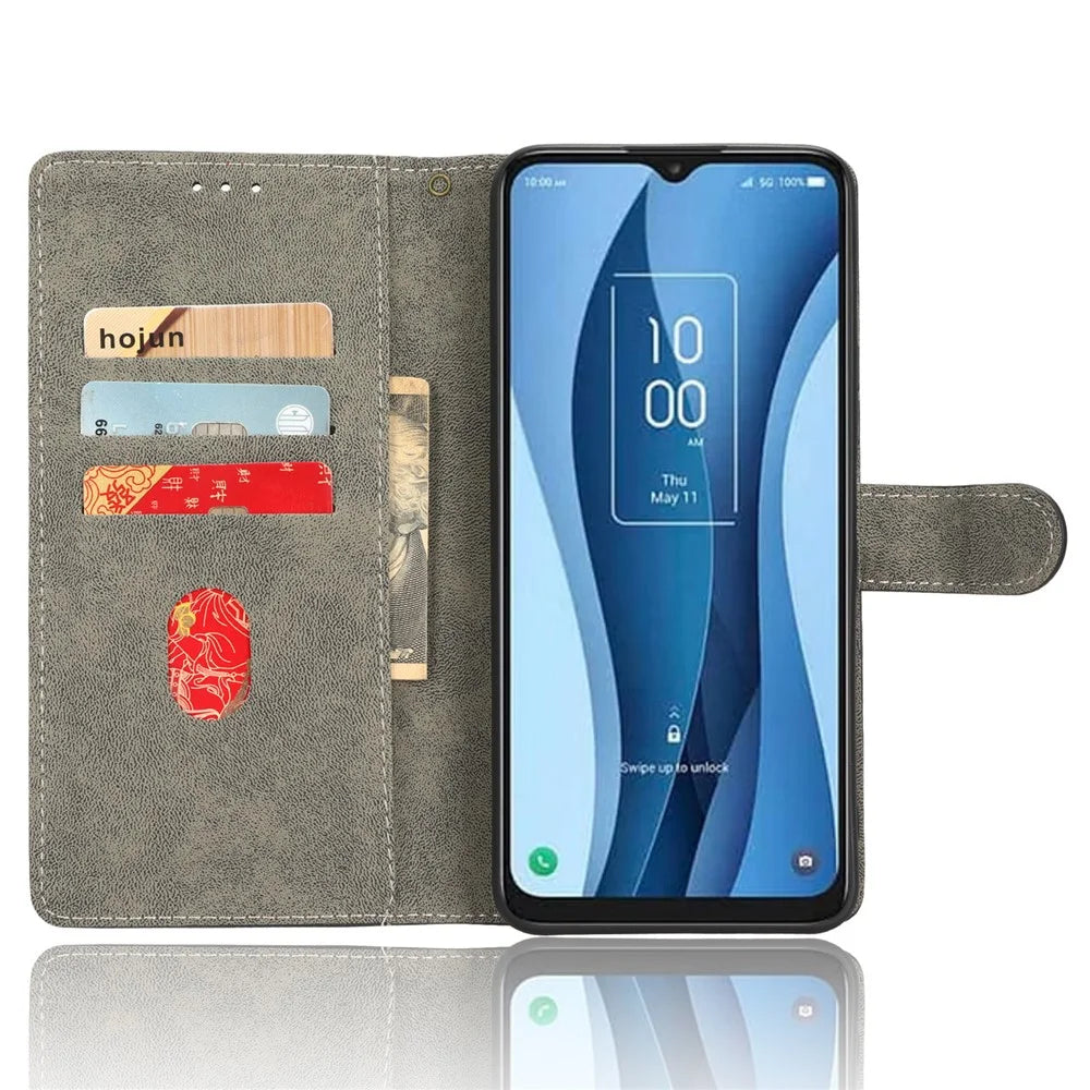 RFID Blocking Wallet Cover for TCL 40 XE / 40 X T601D / NxtPaper 5G , PU Leather Stand Phone Case with Strap - Black - 2