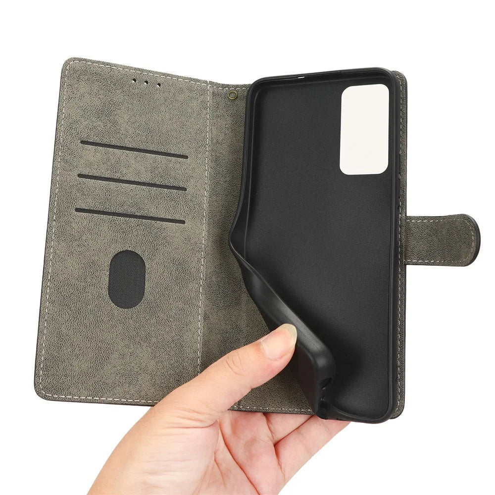 RFID Blocking Wallet Cover for TCL 40 XE / 40 X T601D / NxtPaper 5G , PU Leather Stand Phone Case with Strap - Black - 5