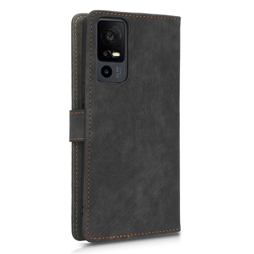 RFID Blocking Wallet Cover for TCL 40 XE / 40 X T601D / NxtPaper 5G , PU Leather Stand Phone Case with Strap - Black - 7