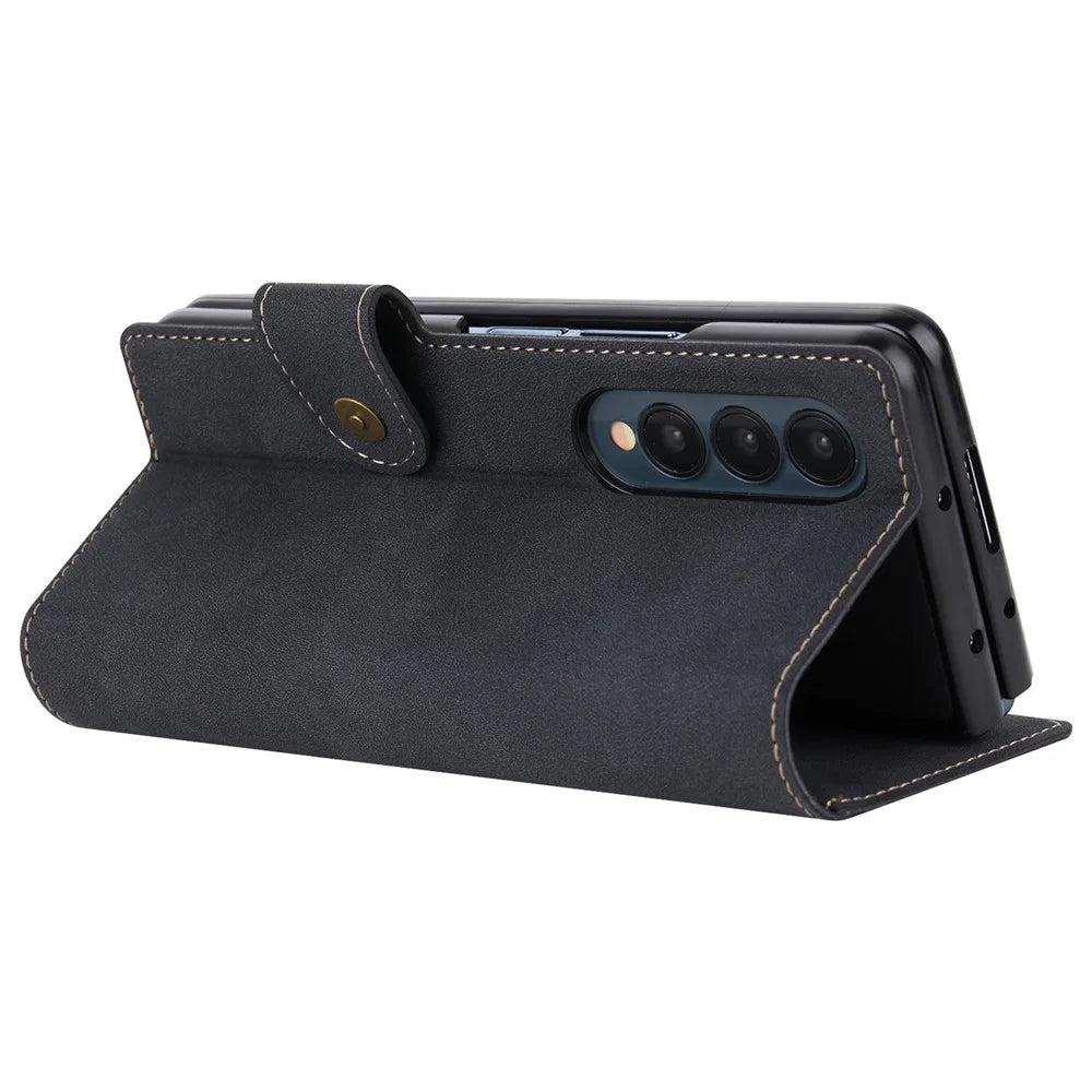 VILI PR Series For Samsung Galaxy Z Fold4 5G Stand Wallet Case Anti-Scratch PU Leather+PC Phone Cover - Black - 4