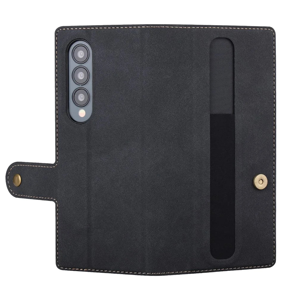 VILI PR Series For Samsung Galaxy Z Fold4 5G Stand Wallet Case Anti-Scratch PU Leather+PC Phone Cover - Black - 5
