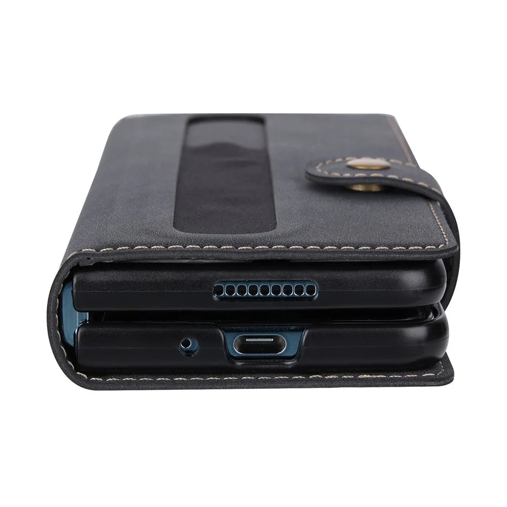 VILI PR Series For Samsung Galaxy Z Fold4 5G Stand Wallet Case Anti-Scratch PU Leather+PC Phone Cover - Black - 6