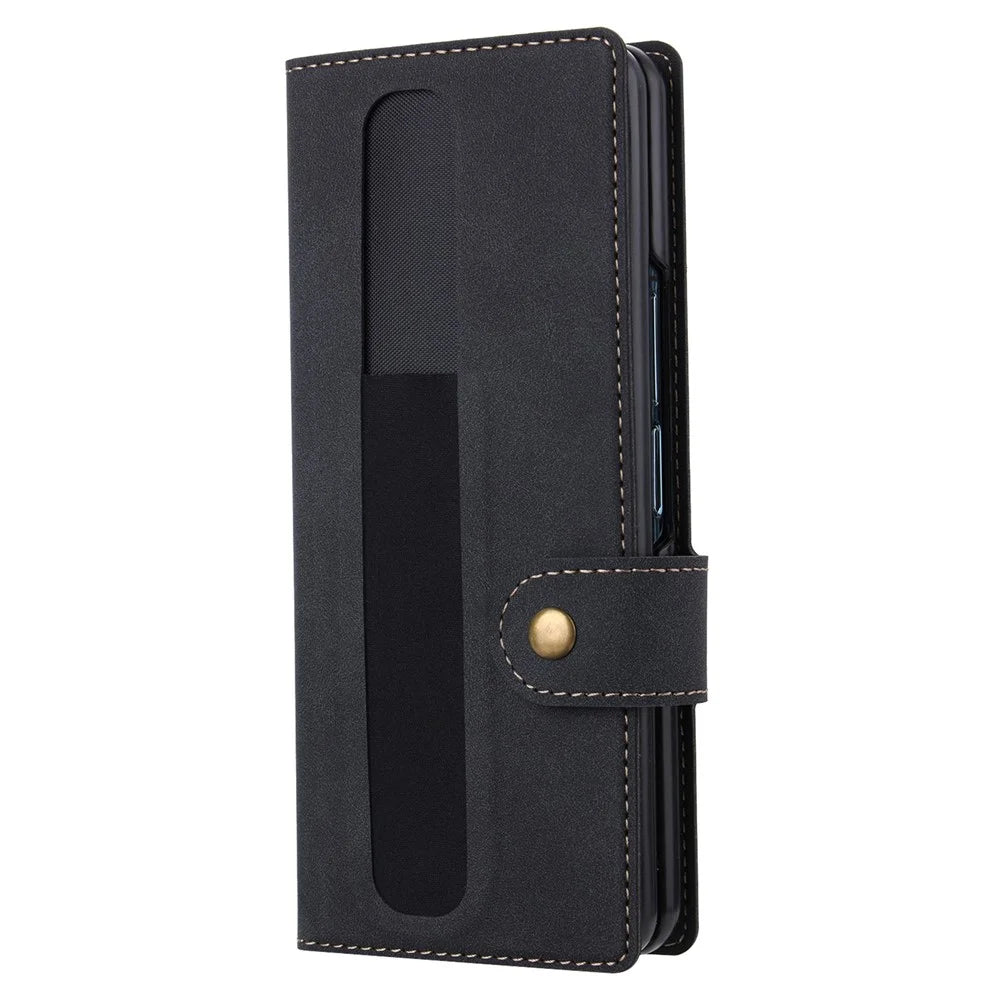 VILI PR Series For Samsung Galaxy Z Fold4 5G Stand Wallet Case Anti-Scratch PU Leather+PC Phone Cover - Black - 7
