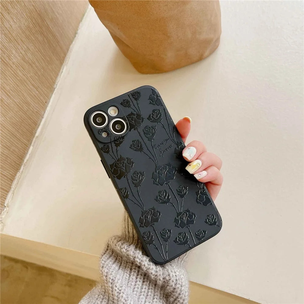 For iPhone 13 6.1 inch Pattern Printing Soft TPU Phone Case Protective Phone Cover - Rose - 4
