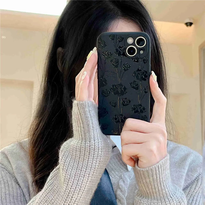 Back Shell for iPhone 14 Phone Case Pattern Printing Soft TPU Protective Cellphone Cover - Rose - 3