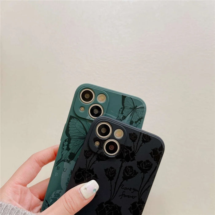 Back Shell for iPhone 14 Phone Case Pattern Printing Soft TPU Protective Cellphone Cover - Rose - 6