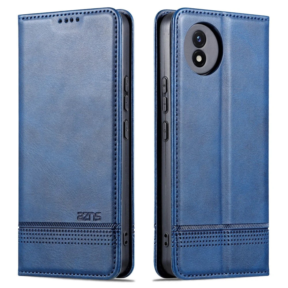 AZNS For vivo Y02A 4G / Y02 4G / Y11 (2023) PU Leather Phone Case Wallet Stand Anti-scratch Cover - Blue - 1