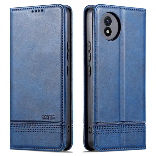 AZNS For vivo Y02A 4G / Y02 4G / Y11 (2023) PU Leather Phone Case Wallet Stand Anti-scratch Cover - Blue - 1