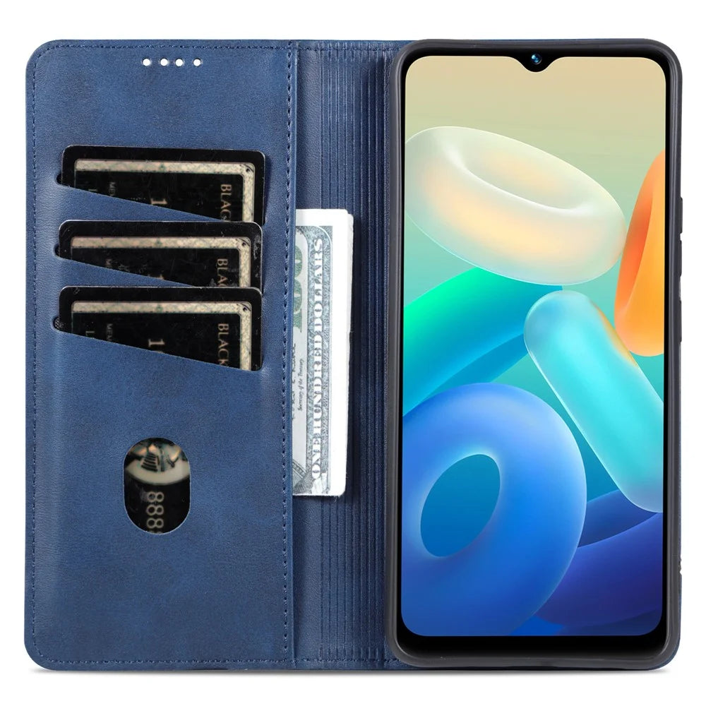AZNS For vivo Y02A 4G / Y02 4G / Y11 (2023) PU Leather Phone Case Wallet Stand Anti-scratch Cover - Blue - 2