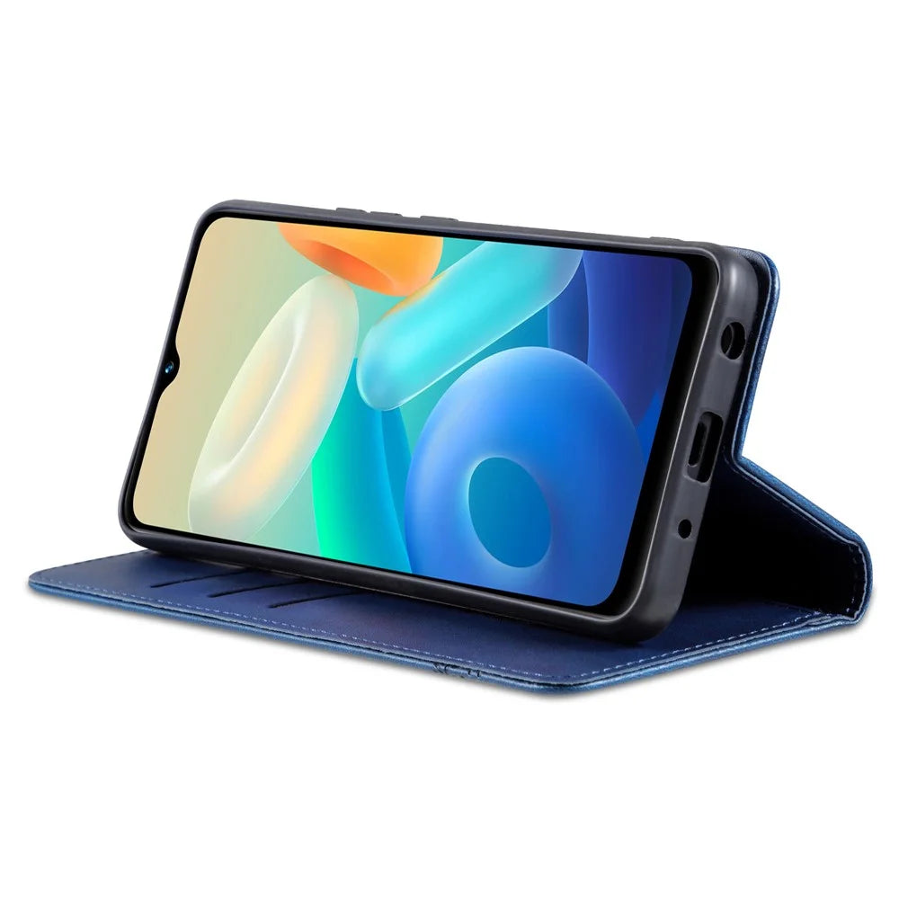 AZNS For vivo Y02A 4G / Y02 4G / Y11 (2023) PU Leather Phone Case Wallet Stand Anti-scratch Cover - Blue - 3