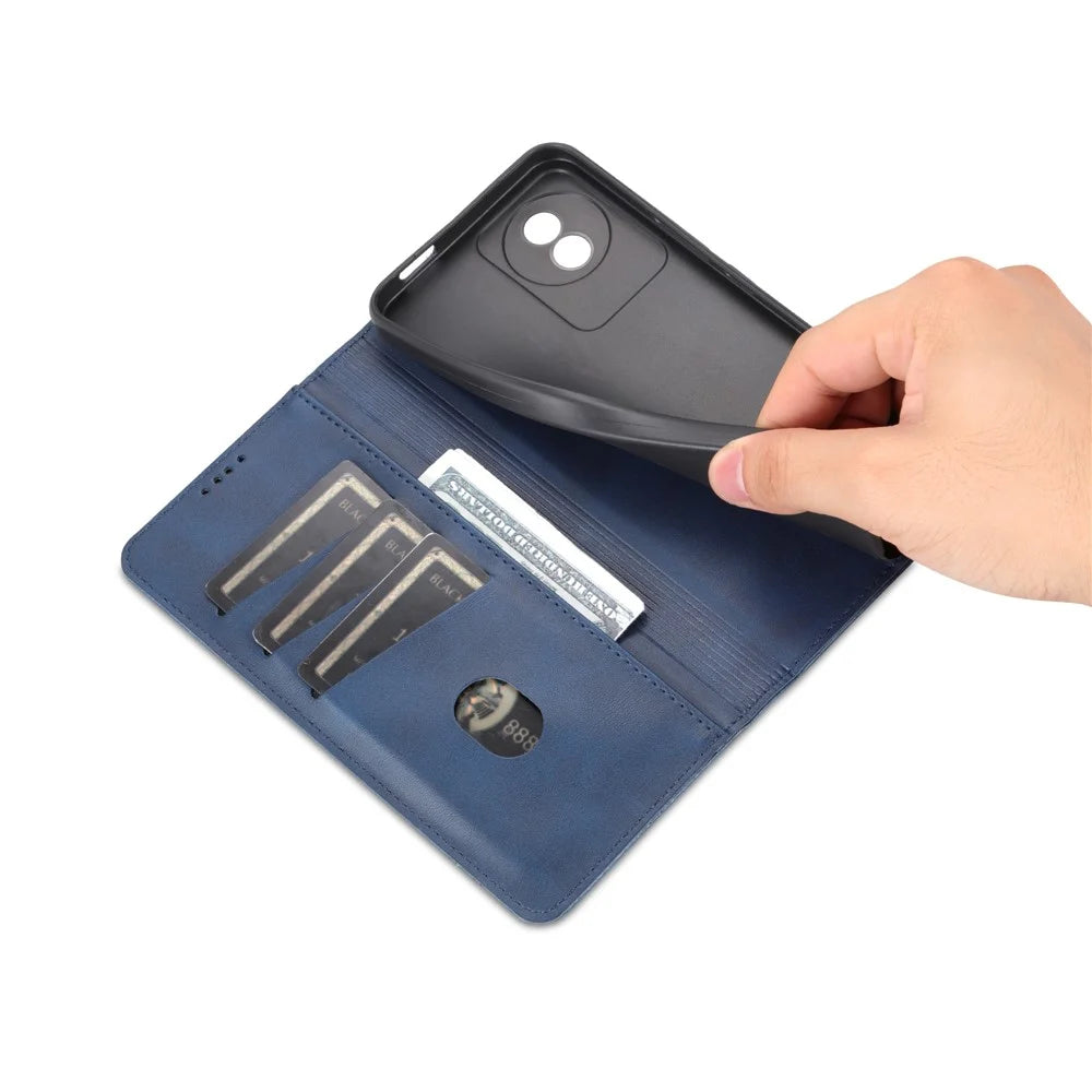 AZNS For vivo Y02A 4G / Y02 4G / Y11 (2023) PU Leather Phone Case Wallet Stand Anti-scratch Cover - Blue - 5