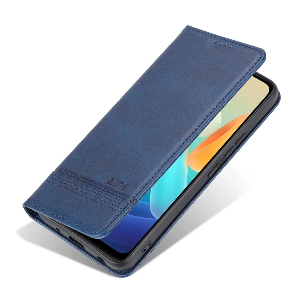 AZNS For vivo Y02A 4G / Y02 4G / Y11 (2023) PU Leather Phone Case Wallet Stand Anti-scratch Cover - Blue - 6