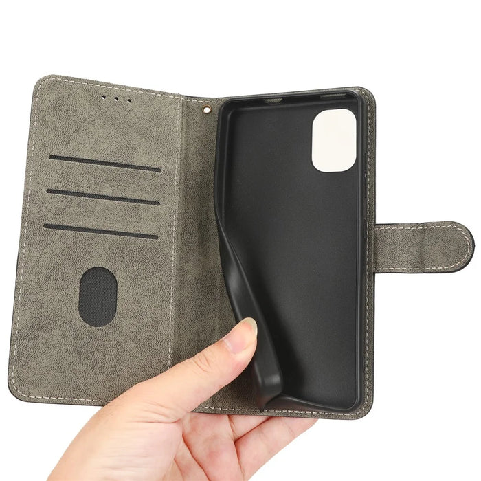 For Nokia C02 Anti-Scratch PU Leather Cover Stand Phone Case RFID Blocking Wallet with Strap - Black - 5