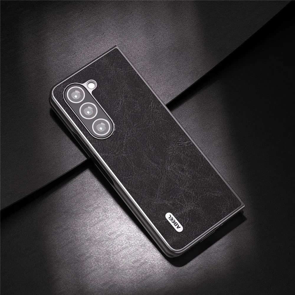 ABEEL For Samsung Galaxy Z Fold5 5G Phone Case Anti-Slip Litchi Texture PU Leather Coated Phone Cover - Black - 3