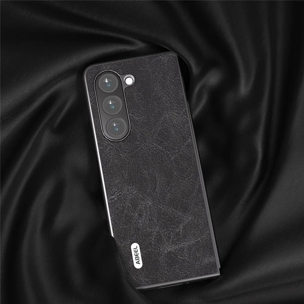 ABEEL For Samsung Galaxy Z Fold5 5G Phone Case Anti-Slip Litchi Texture PU Leather Coated Phone Cover - Black - 4