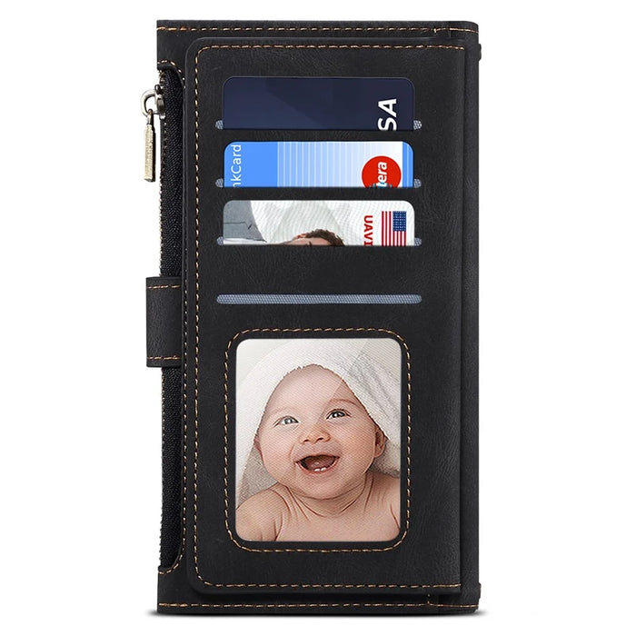 ESEBLE Star Series Phone Stand Case for Google Pixel 7a Zipper Pocket Wallet Leather Phone Cover - Black - 6