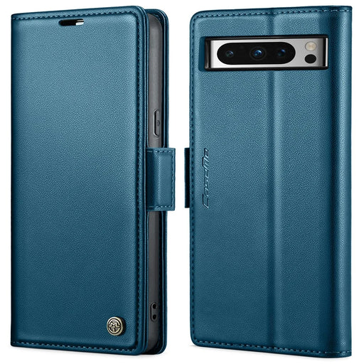 For Google Pixel 8 Pro Leather Case CASEME 023 RFID Blocking 3 Card Slot Mobile Cover - Blue - 1