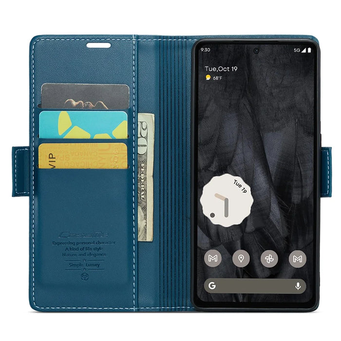 For Google Pixel 8 Pro Leather Case CASEME 023 RFID Blocking 3 Card Slot Mobile Cover - Blue - 2