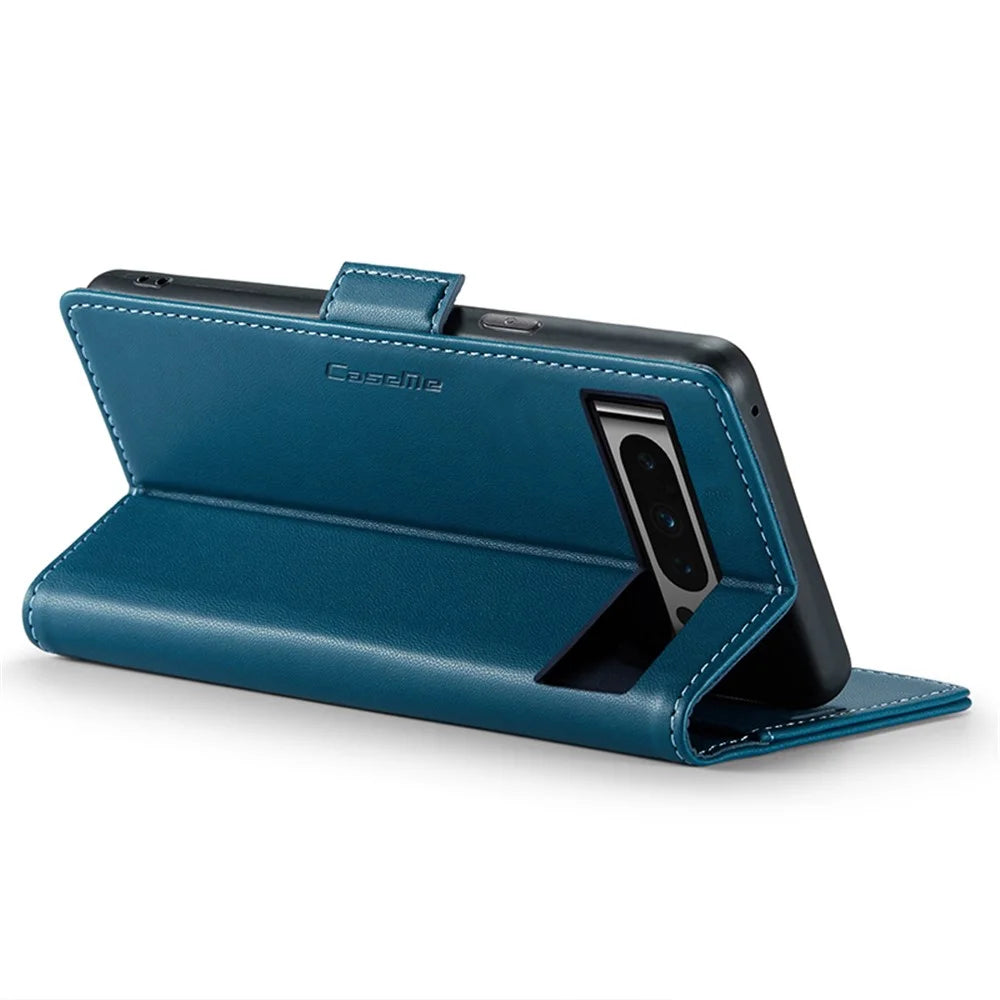 For Google Pixel 8 Pro Leather Case CASEME 023 RFID Blocking 3 Card Slot Mobile Cover - Blue - 3