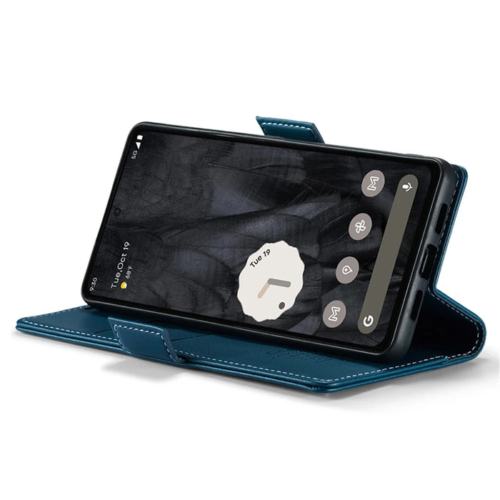 For Google Pixel 8 Pro Leather Case CASEME 023 RFID Blocking 3 Card Slot Mobile Cover - Blue - 4