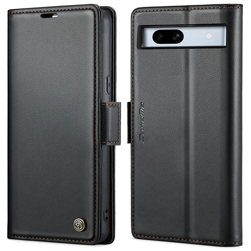 For Google Pixel 7a Leather Case CASEME 023 RFID Blocking 3 Card Slot Mobile Cover - Black - 1