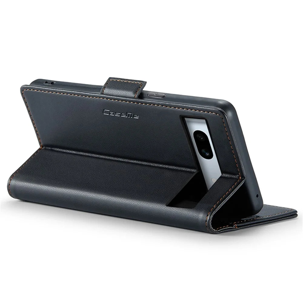 For Google Pixel 7a Leather Case CASEME 023 RFID Blocking 3 Card Slot Mobile Cover - Black - 3