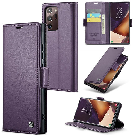 For Samsung Galaxy Note20 Ultra / Ultra 5G Leather Case CASEME 023 RFID Blocking 3 Card Slot Mobile Cover - Purple - 1