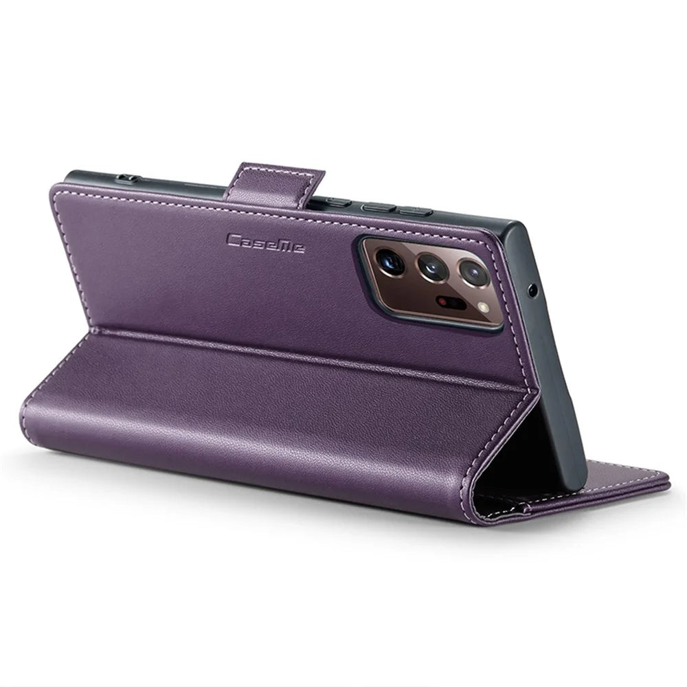 For Samsung Galaxy Note20 Ultra / Ultra 5G Leather Case CASEME 023 RFID Blocking 3 Card Slot Mobile Cover - Purple - 3