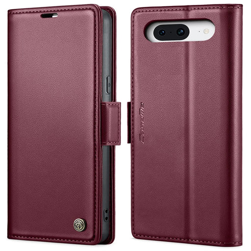 For Google Pixel 8 Leather Case CASEME 023 RFID Blocking 3 Card Slot Mobile Cover - Red - 1
