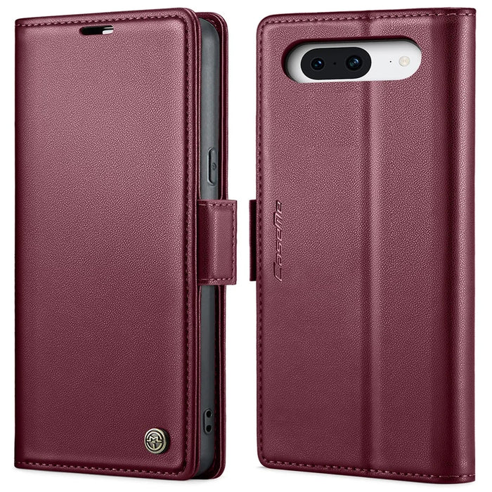For Google Pixel 8 Leather Case CASEME 023 RFID Blocking 3 Card Slot Mobile Cover - Red - 1