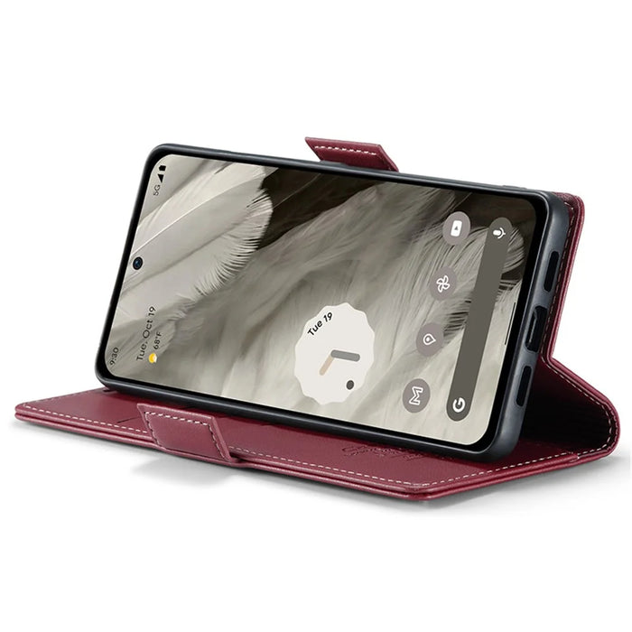 For Google Pixel 8 Leather Case CASEME 023 RFID Blocking 3 Card Slot Mobile Cover - Red - 4