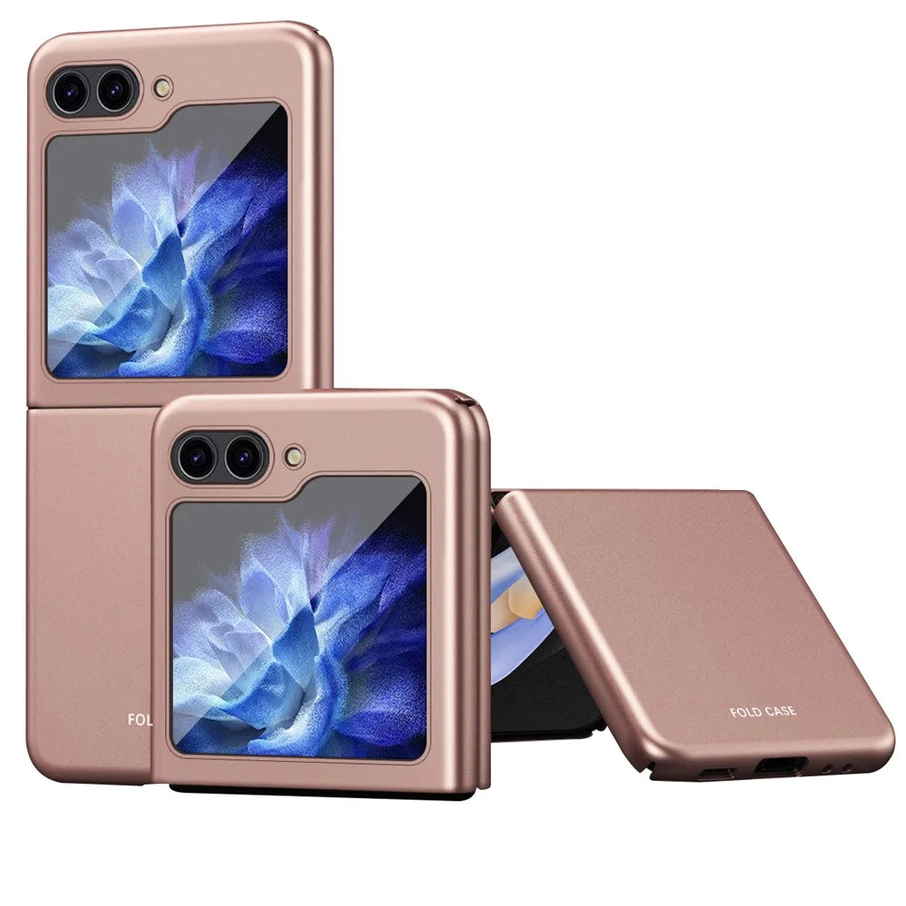 For Samsung Galaxy Z Flip5 5G Skin-Touch Hard PC Phone Case Rubberized Finish Protective Cover - Rose Gold - 1