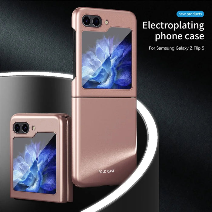 For Samsung Galaxy Z Flip5 5G Skin-Touch Hard PC Phone Case Rubberized Finish Protective Cover - Rose Gold - 3