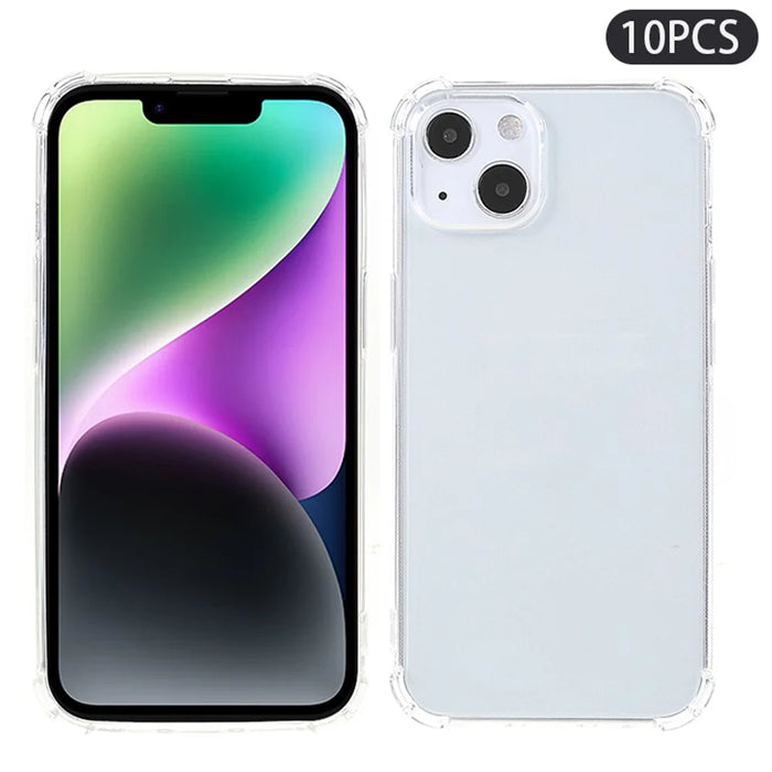10Pcs For iPhone 14 Watermark-free 1.5mm TPU Case Clear Corner Protection Anti-drop Phone Cover - 1