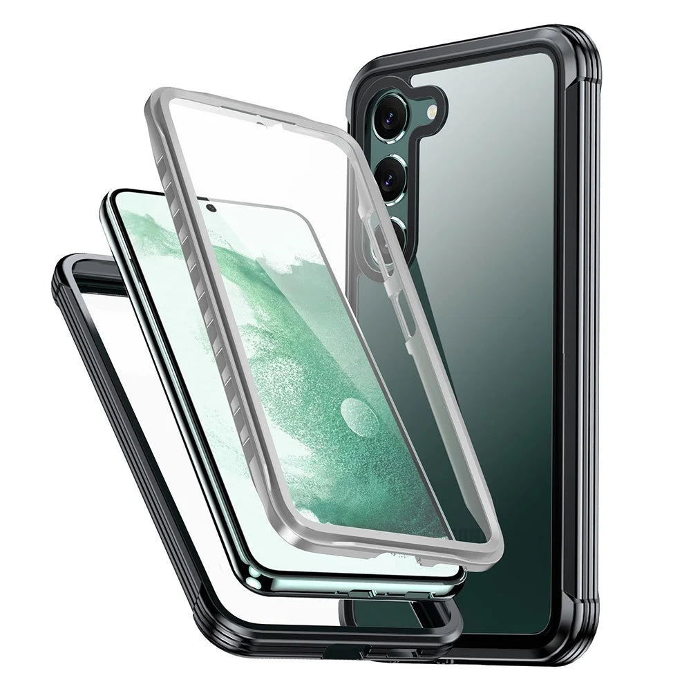 Transparent Case for Samsung Galaxy S23+ , PC + TPU Anti-drop Phone Cover with PET Screen Protector - 1