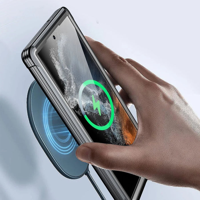 For Samsung Galaxy S22 Ultra 5G Anti-drop Phone Case TPU Frame Clear PC Back Cover with PET Screen Protector - 4