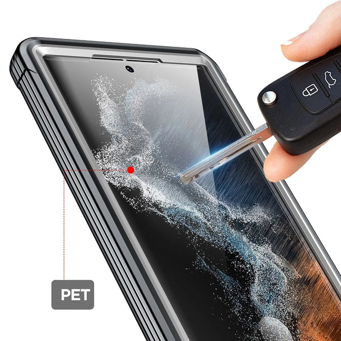 For Samsung Galaxy S22 Ultra 5G Anti-drop Phone Case TPU Frame Clear PC Back Cover with PET Screen Protector - 5