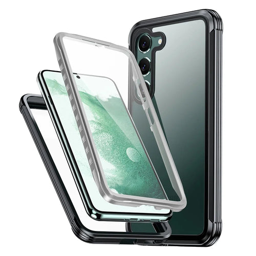 For Samsung Galaxy S23 PC + TPU Phone Case Full Protection Clear Phone Cover with PET Screen Protector - 1