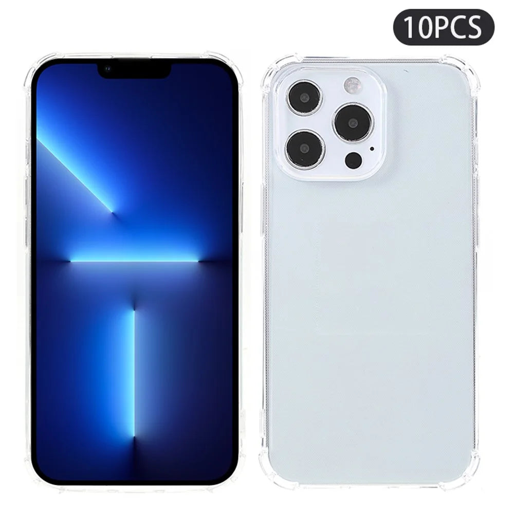 10Pcs TPU Case for iPhone 13 Pro 6.1 inch , 1.5mm Watermark-free Clear Phone Cover Corner Protection Shell - 1