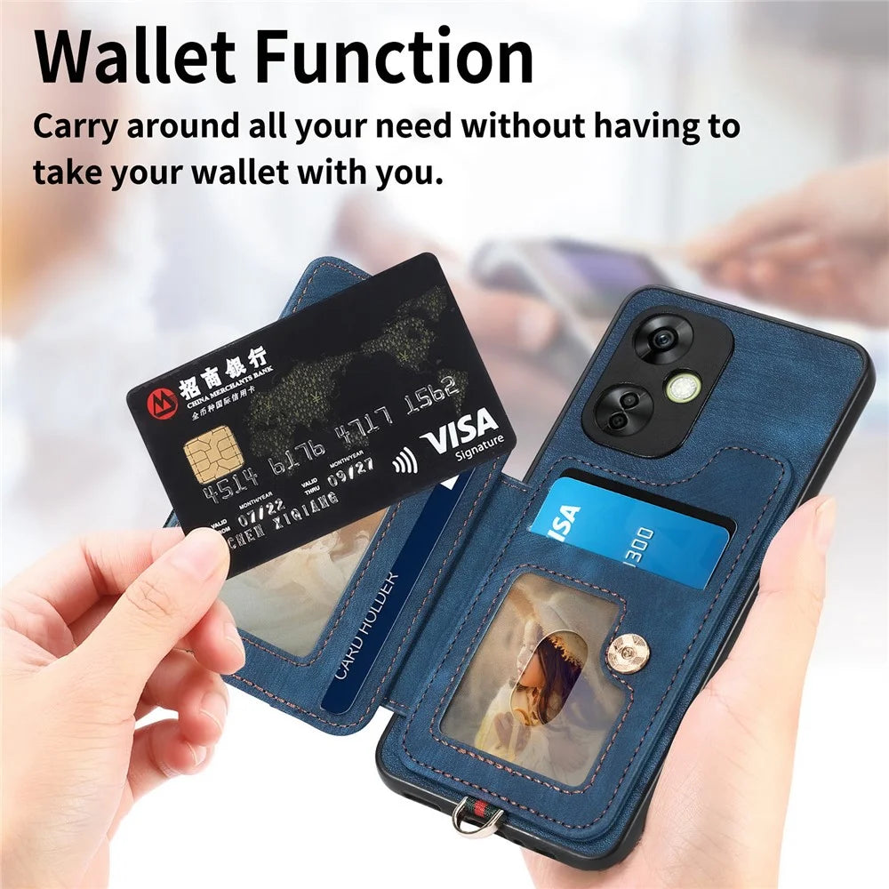 For OnePlus Nord CE 3 Lite 5G / Nord N30 5G RFID Blocking Kickstand Back Cover PU Leather Coated PC+TPU Phone Case with Card Holder - Black - 6