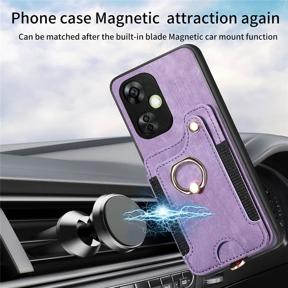 For OnePlus Nord CE 3 Lite 5G / Nord N30 5G RFID Blocking Kickstand Back Cover PU Leather Coated PC+TPU Phone Case with Card Holder - Black - 7