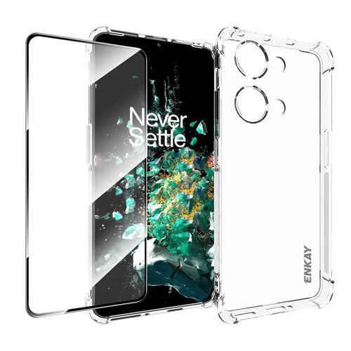 ENKAY HAT PRINCE TPU Case for OnePlus Nord 3 5G / Ace 2V Shockproof Clear Phone Cover with High Aluminium-silicon Glass Film - 1