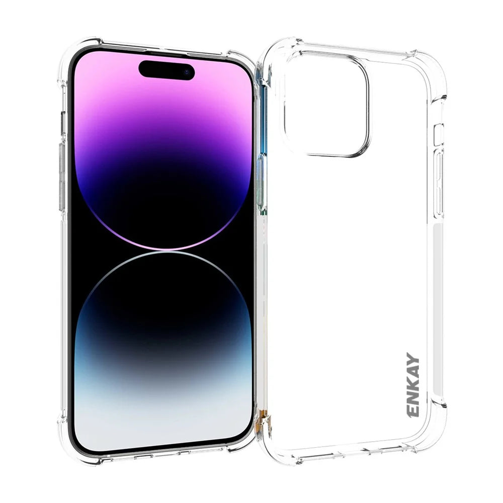 ENKAY HAT PRINCE Clear TPU Case for iPhone 14 Pro Shockproof Phone Cover with High Aluminium-silicon Glass Screen Film - 2